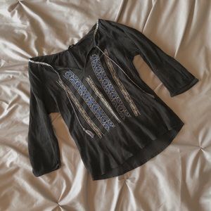 American Eagle printed tunic with tassels.